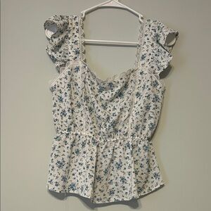 Floral Lace Trimmed Women's Top